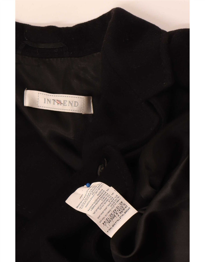 Intrend Dame Overfrakke UK 12 Medium Sort Uld