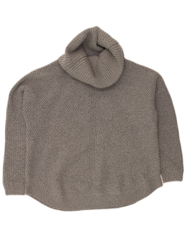 VINTAGE Dame Oversized rullehals sweater UK 16 stor grå