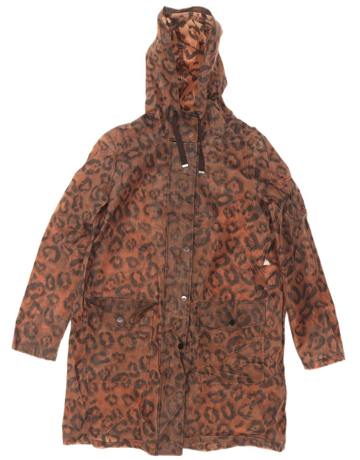 Marks & Spencer Regnfrakke med hætte til kvinder UK 12 Medium Brown Animal Print