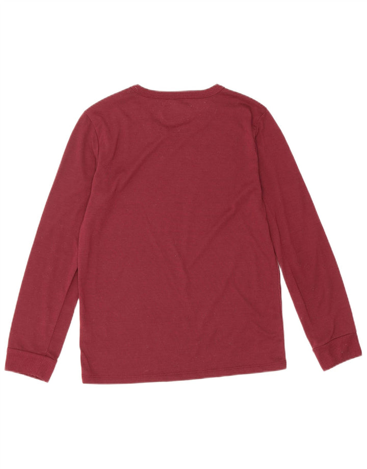 EDDIE BAUER Boys Graphic Top Long Sleeve 10-11 Years Medium Maroon Striped