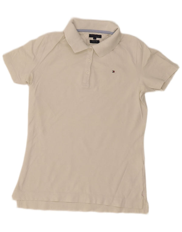 Tommy Hilfiger Dame Classic Fit Polo Shirt UK 10 Small White Bomuld