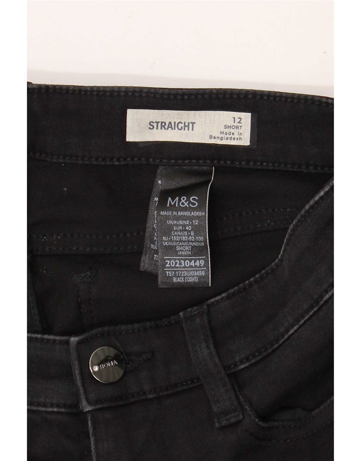 Marks & Spencer Kvinder Kort Straight Jeans UK 12 Medium W28 L29 Sort