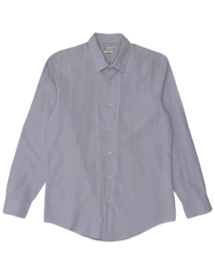 ZARA Slim Fit skjorte til mænd, stor blå bomuld