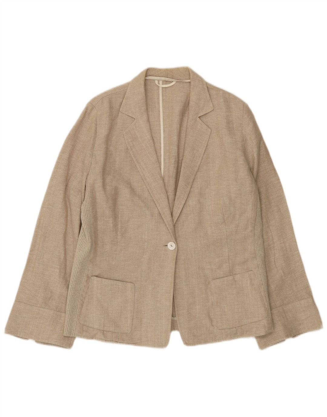 Paolo Tonali Dame 1 Knap Blazer Jakke UK 12 Medium Beige Linen