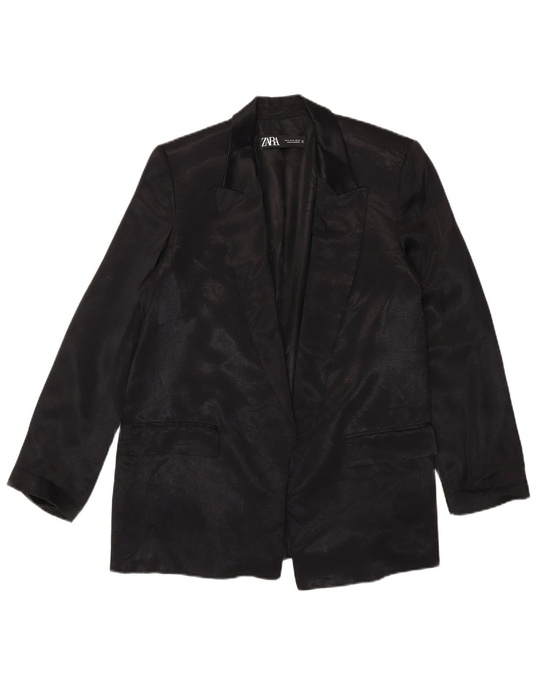 Zara Womens Open Blazer Jacket UK 14 Medium Black Viscose