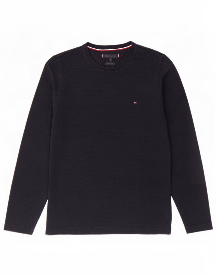 Tommy Hilfiger Herre Top Langærmet Lille Marineblå Bomuld