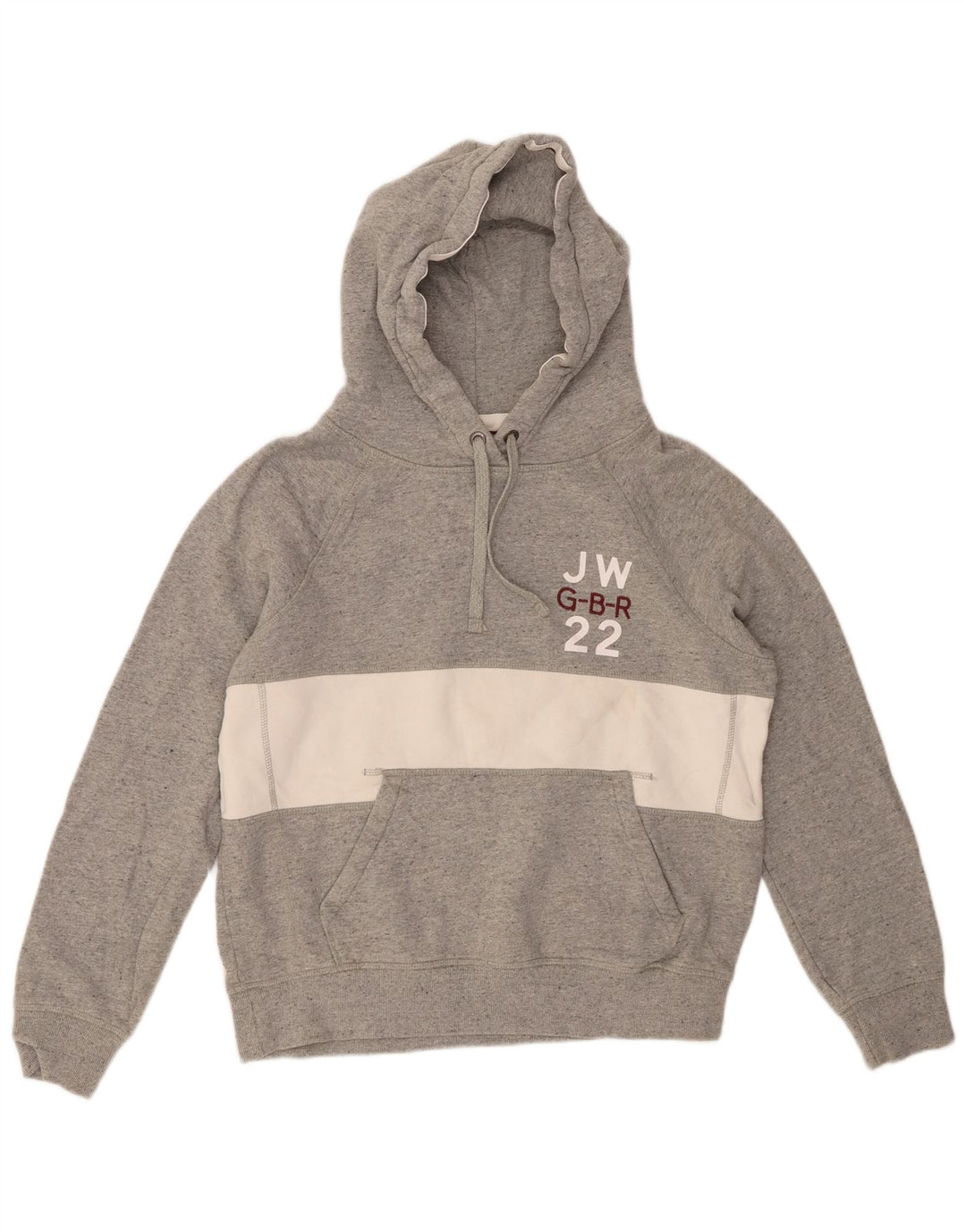 JACK WILLS Grafisk hættetrøje til kvinder UK 12 Medium Grey Colourblock