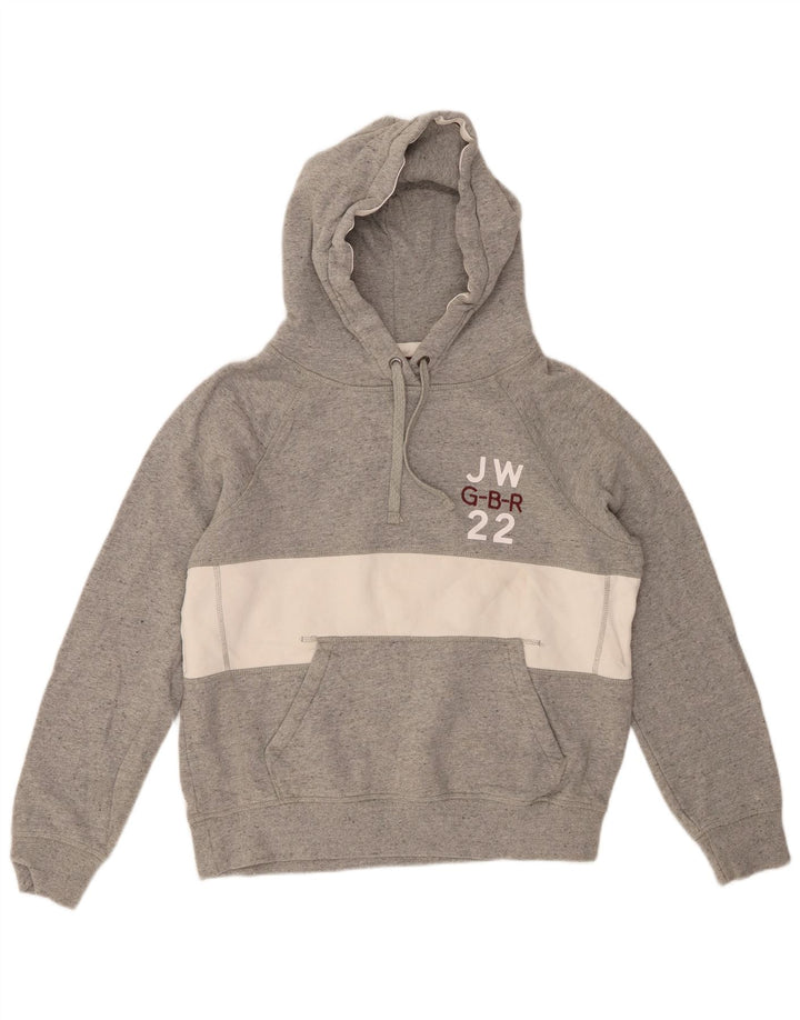 JACK WILLS Grafisk hættetrøje til kvinder UK 12 Medium Grey Colourblock