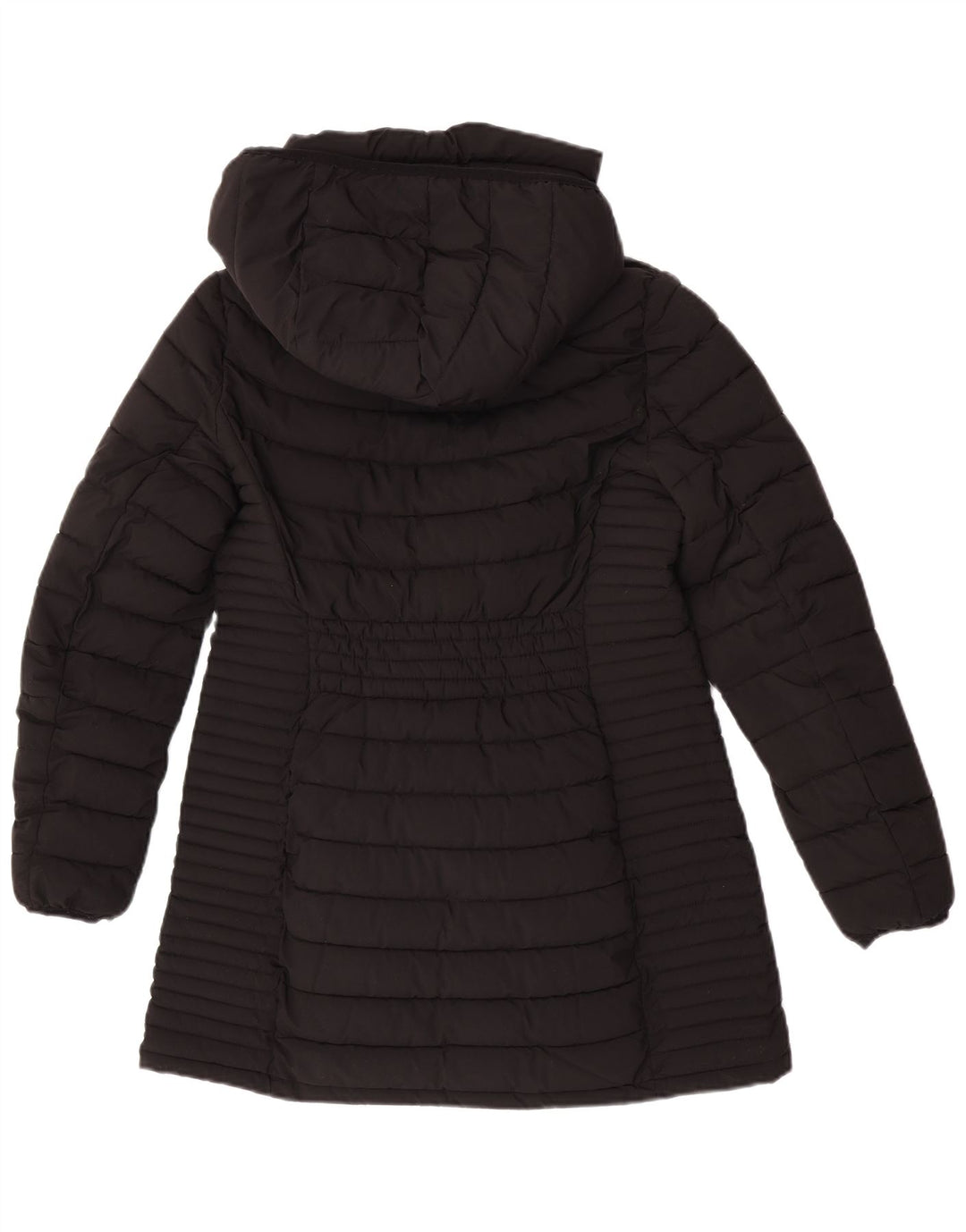 Dkny Dame Hætte Polstret Frakke UK 12 Medium Sort Polyester