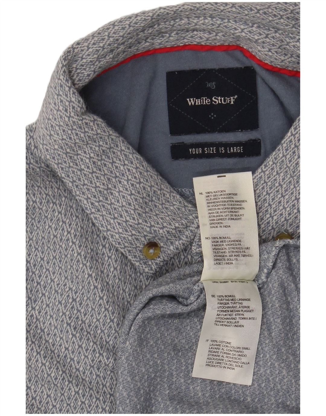 White Stuff Herre Polo Shirt Stor Blå Ikat Bomuld