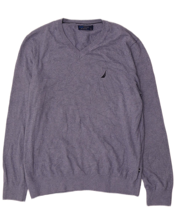 Nautica Herre V-hals sweater Medium Marineblå Bomuld