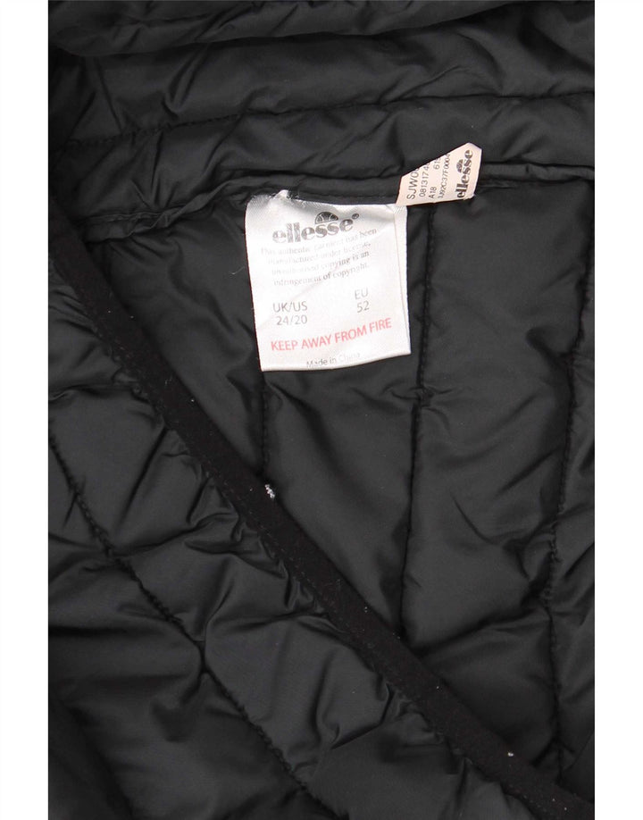 Ellesse Dame Hætte Polstret Jakke UK 24 4XL Sort Polyester