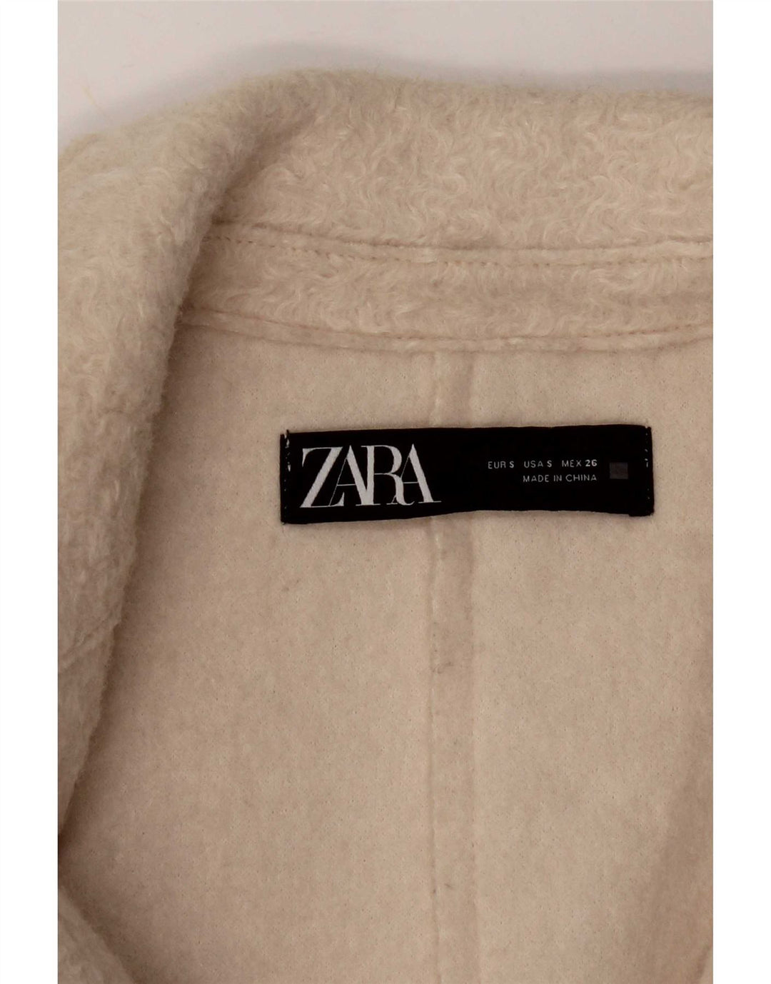 Zara Dame Oversized Overfrakke UK 10 Small Beige