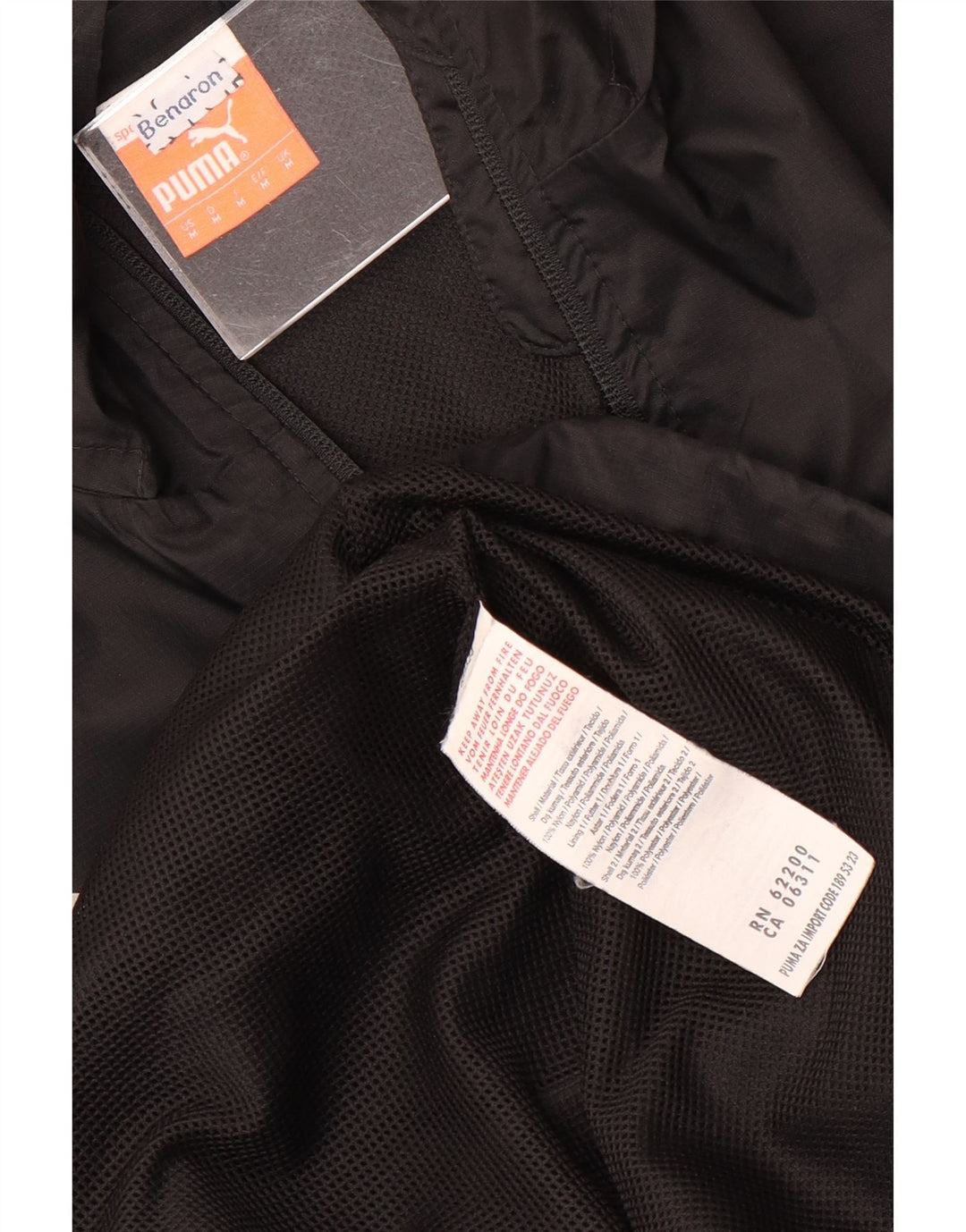 PUMA Regnjakke med hætte til mænd UK 38 Medium Sort Nylon
