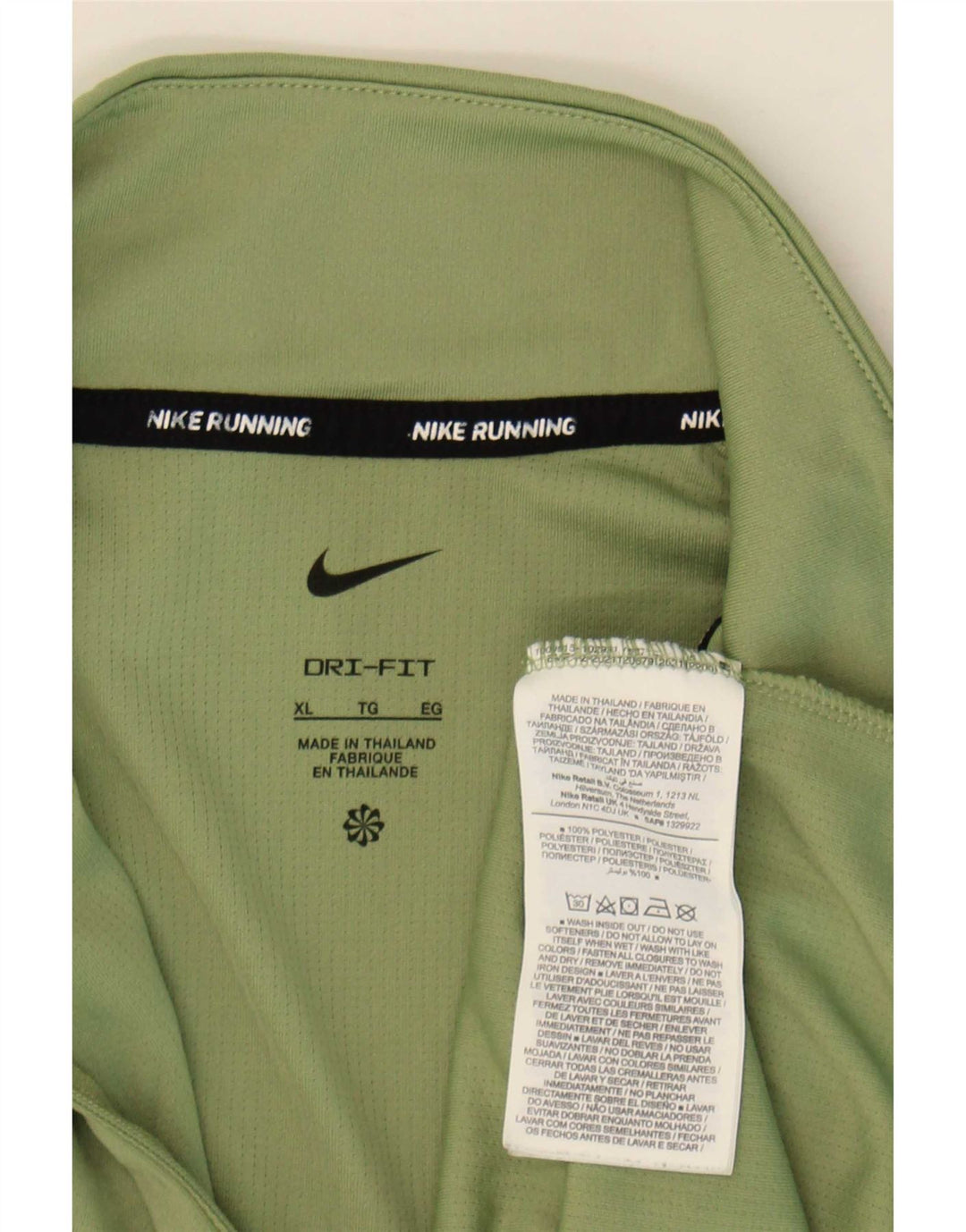 Nike Dame Running Zip Neck Top Langærmet UK 18 XL Grøn Polyester
