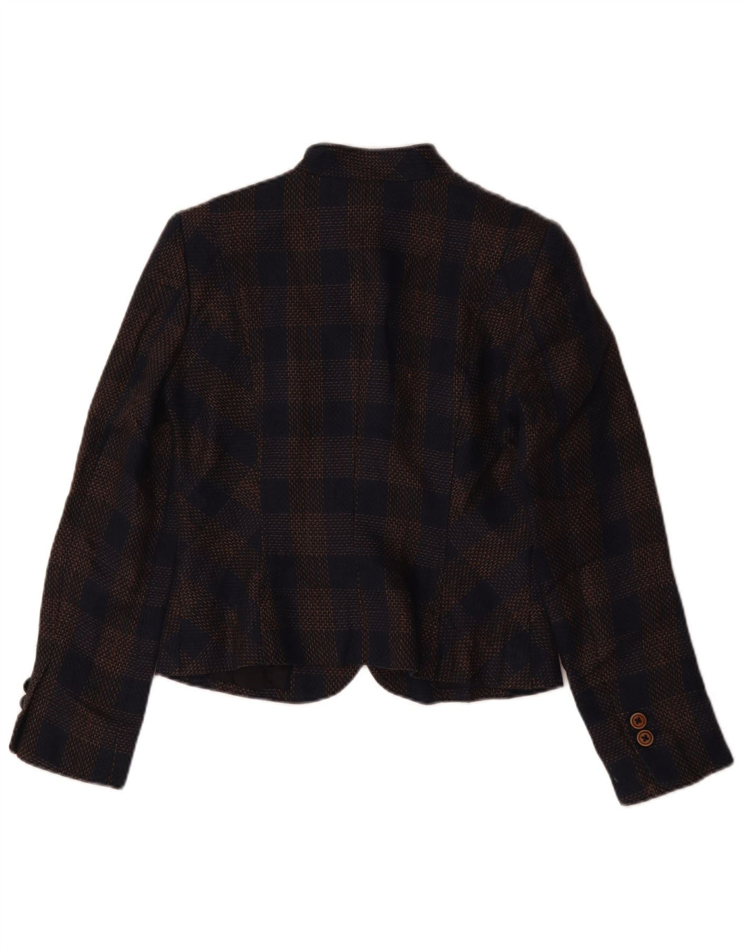 Brooks Brothers Dame Crop Blazer Jacket US 4 Small Navy Blue Check