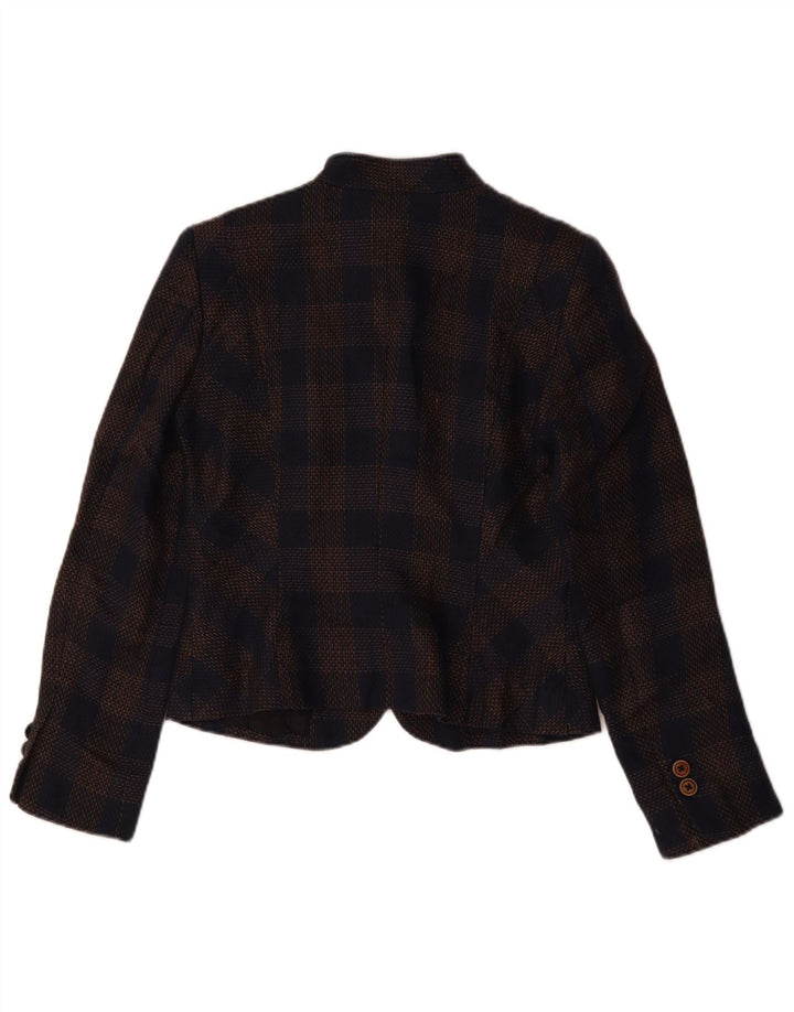 Brooks Brothers Dame Crop Blazer Jacket US 4 Small Navy Blue Check