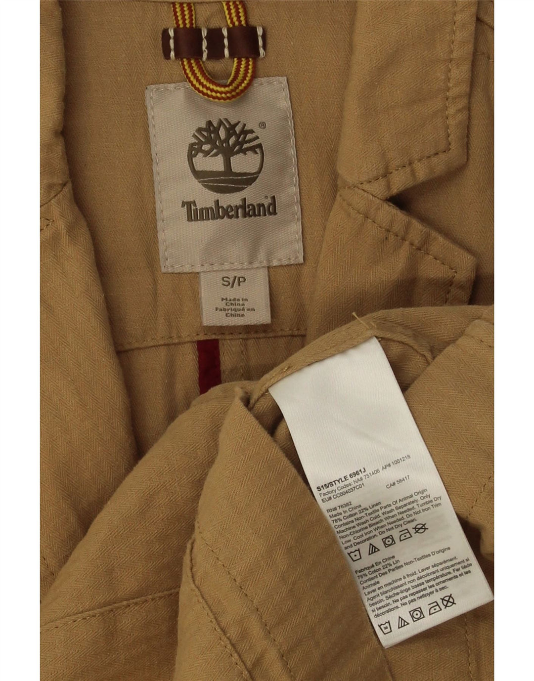 Timberland Herre 3-knaps blazerjakke UK 36 Lille beige sildebensbomuld