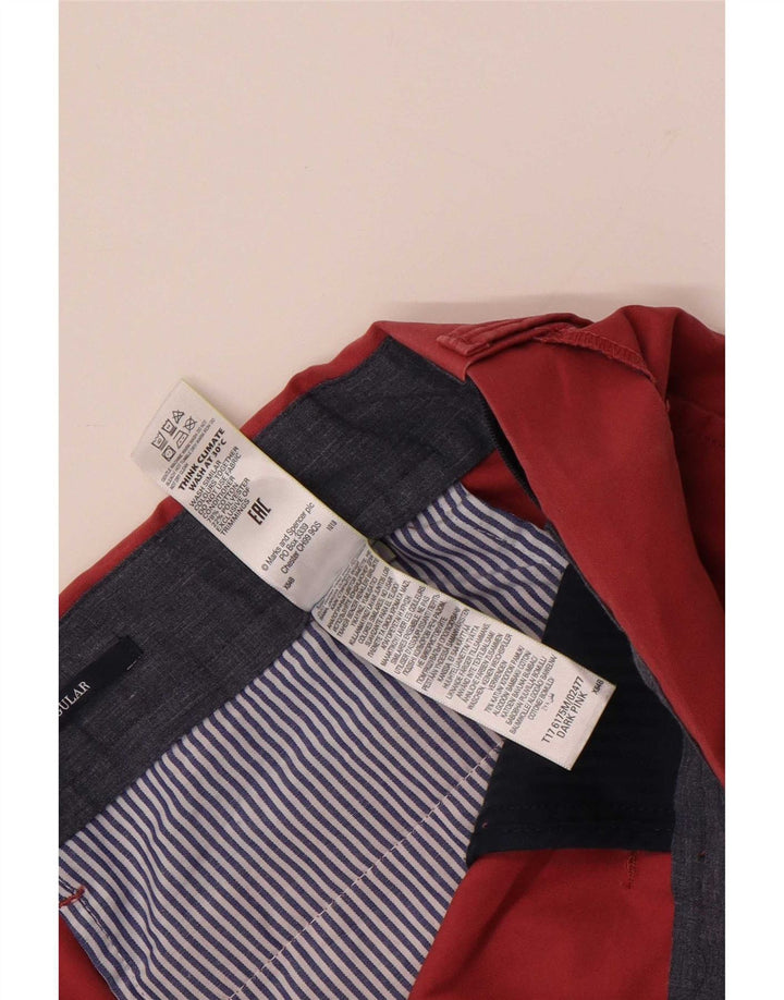 Marks & Spencer Herre Regular Chino Bukser W40 L31 Pink Bomuld