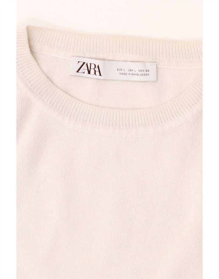 Zara Womens Crop Vest Top UK 14 Large Off White