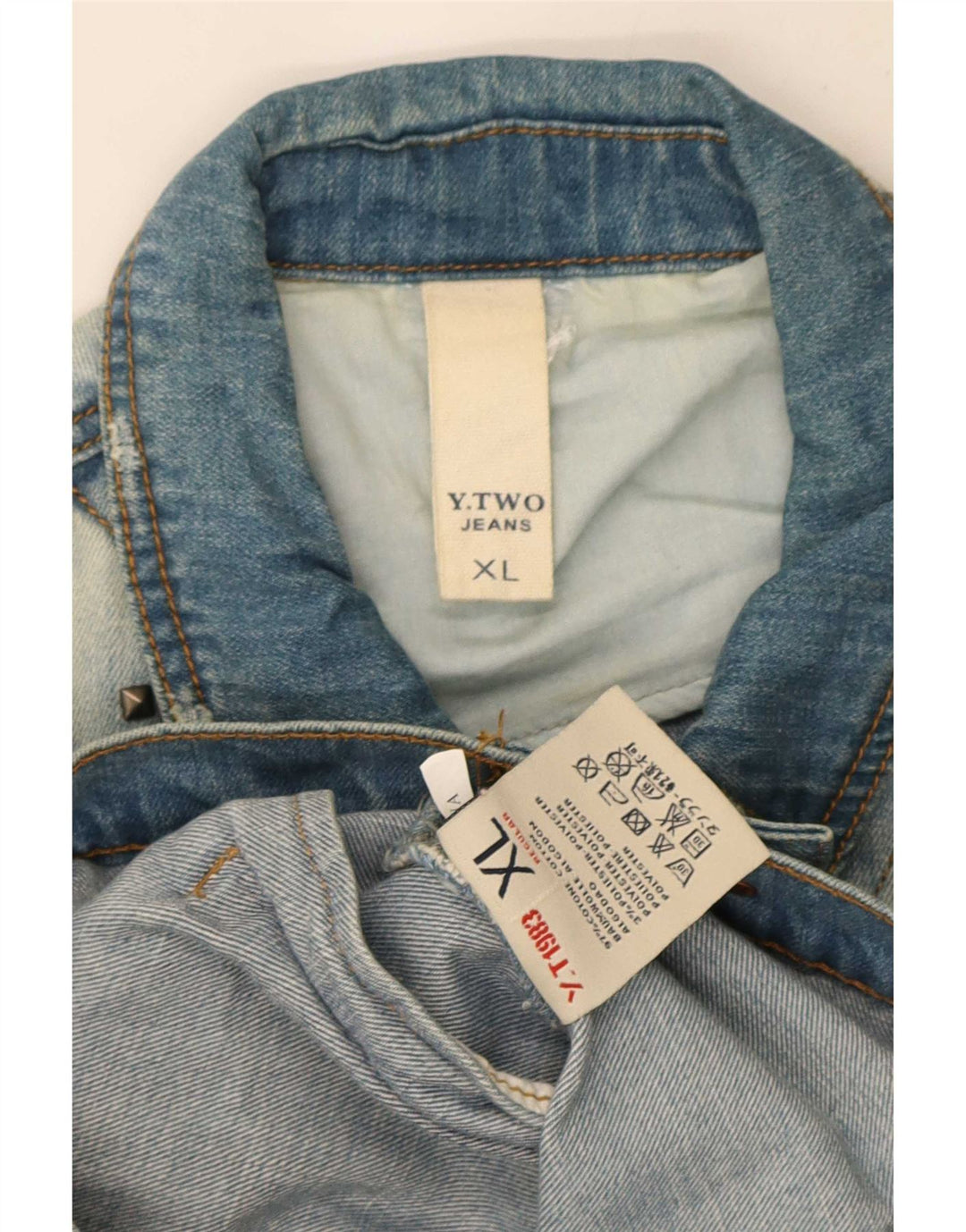 Vintage Herre Distressed Denim Jacket UK 42 XL Blå Bomuld