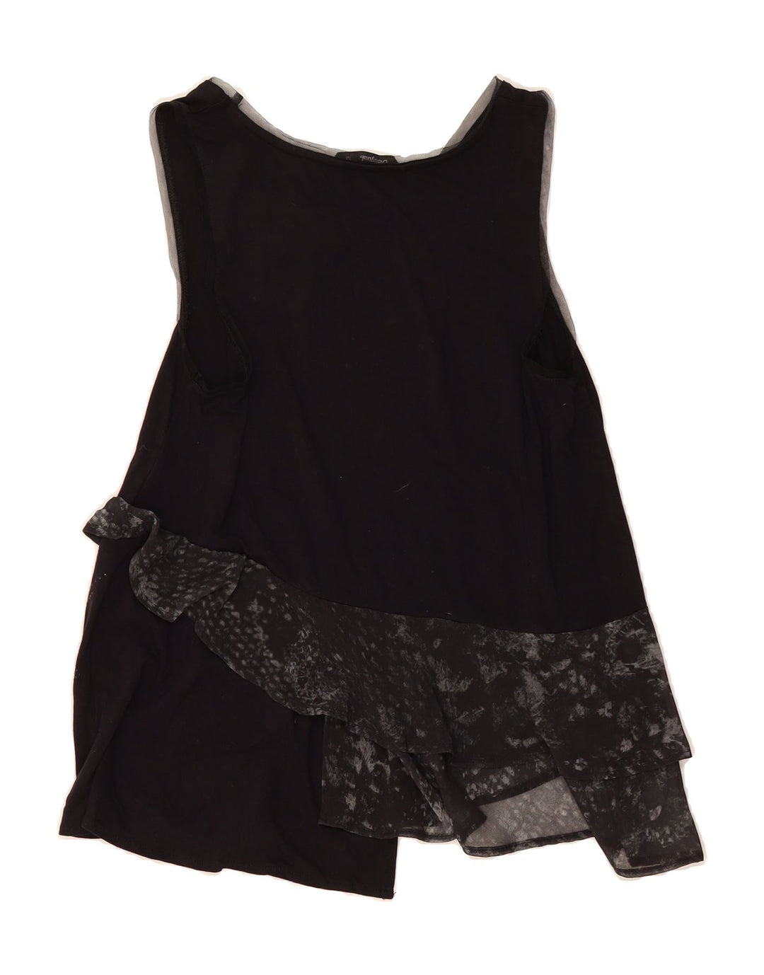 DESIGUAL Womens Abstract Pattern Blouse Top UK 14 Medium Black Viscose Vintage Desigual and Second-Hand Desigual from Messina Hembry 