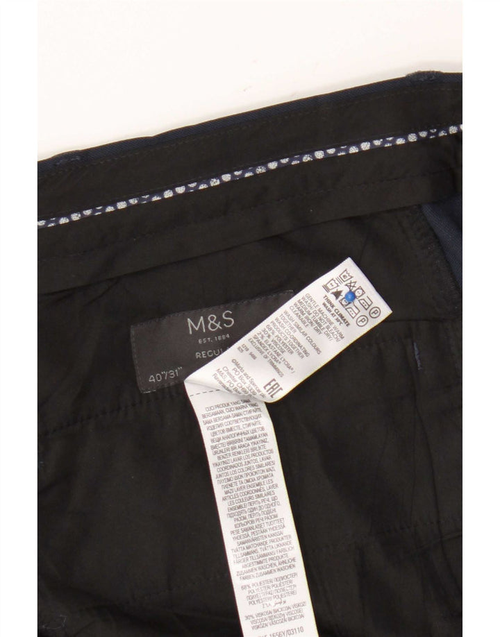 Marks & Spencer Herre Regular Suit Bukser W40 L31 Marineblå polyester