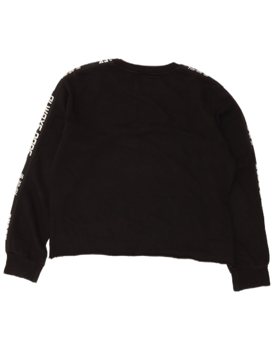 PYREX Womens Crop Graphic Sweatshirt Jumper UK 16 Stor sort bomuld