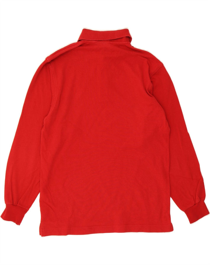LOTTO Mens Long Sleeve Polo Shirt Medium Red Cotton Vintage Lotto and Second-Hand Lotto from Messina Hembry 