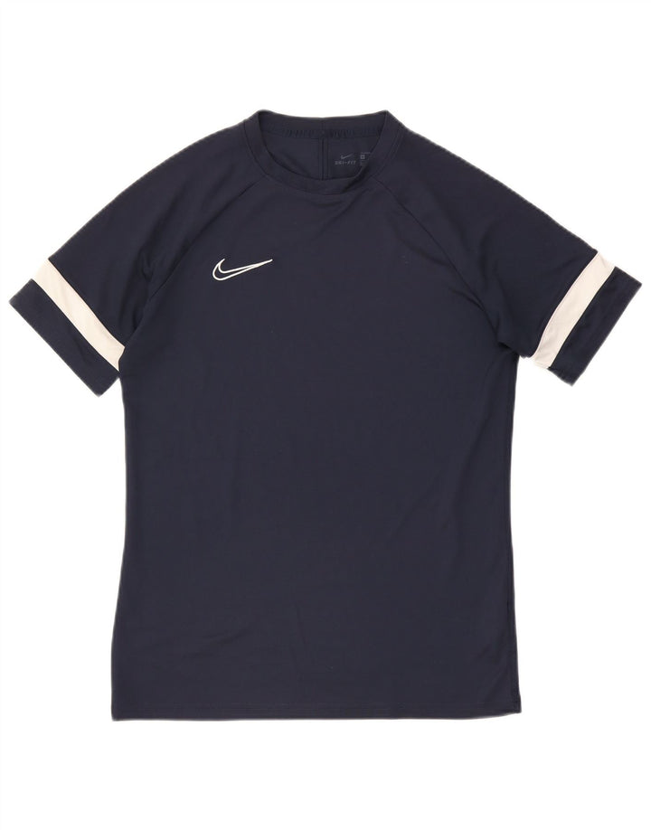 Nike Herre Dri Fit T-shirt Top Medium Navy Blue Colourblock