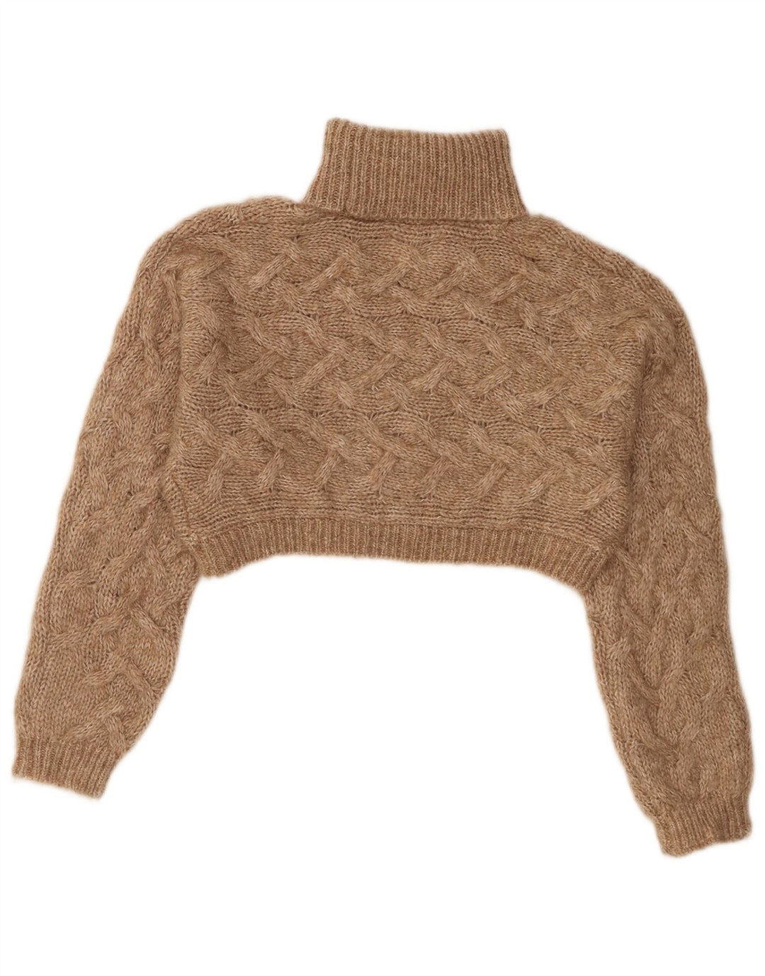 Zara Girls Crop Roll Neck Jumper Sweater 11-12 År Brun Polyester