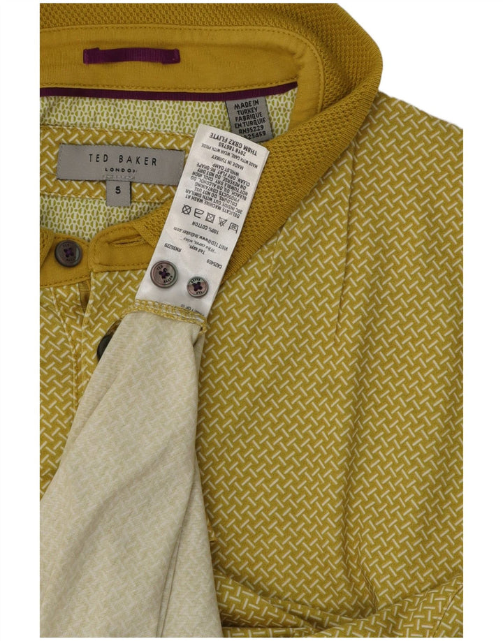 Ted Baker herre poloshirt størrelse 5 XL Gul geometrisk bomuld