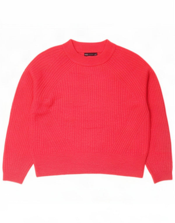 Marks & Spencer dame sweater med rund hals i overstørrelse UK 14 Medium Pink