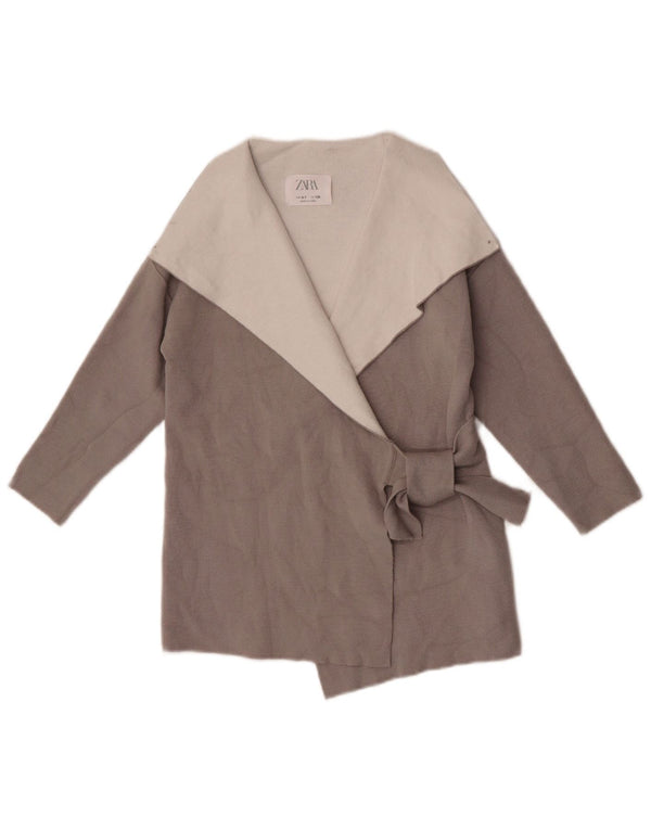 Zara Pige Wrap Cardigan Sweater 6-7 År Grå Colourblock Viscose