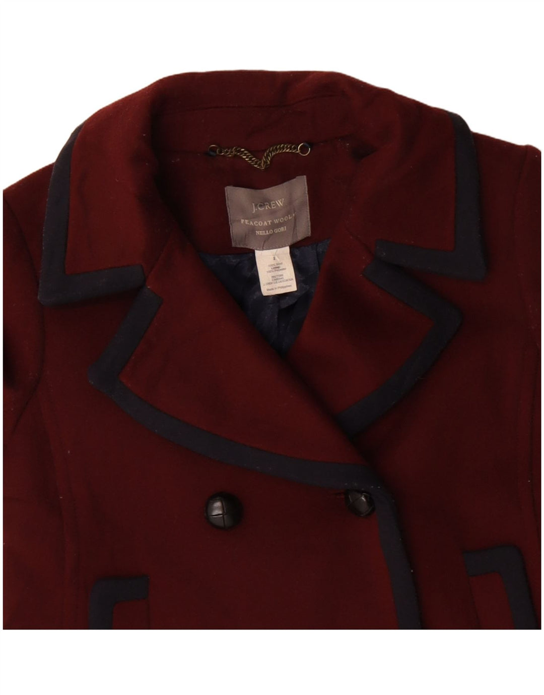 J. Crew Womens Oversized Pea Coat US 2 XS rødbrun uld