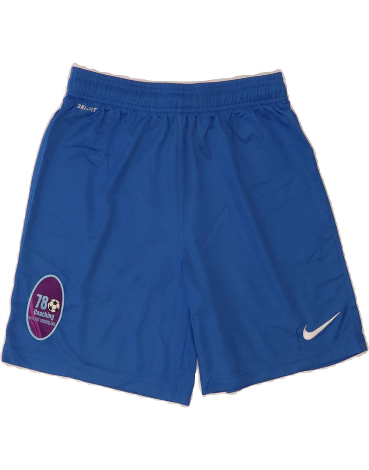 NIKE Boys Dri Fit Graphic Sport Shorts 12-13 Years Large Blue Polyester Vintage Nike and Second-Hand Nike from Messina Hembry 