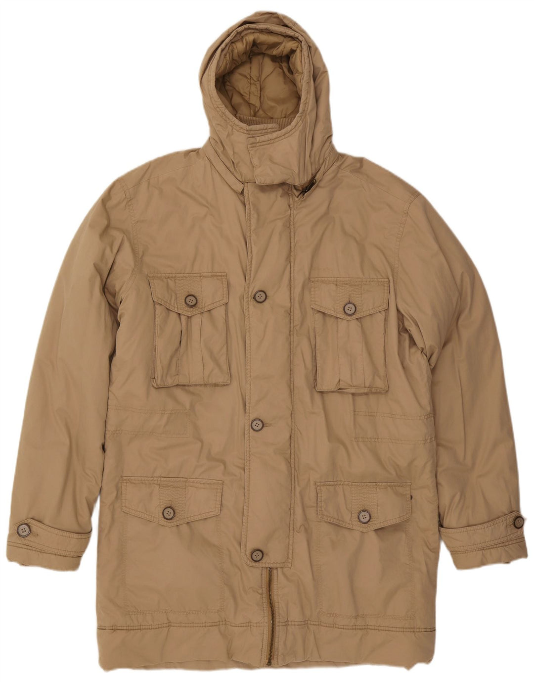 Wrangler Herre Hooded Parka Jacket UK 44 2XL Beige Polyamid
