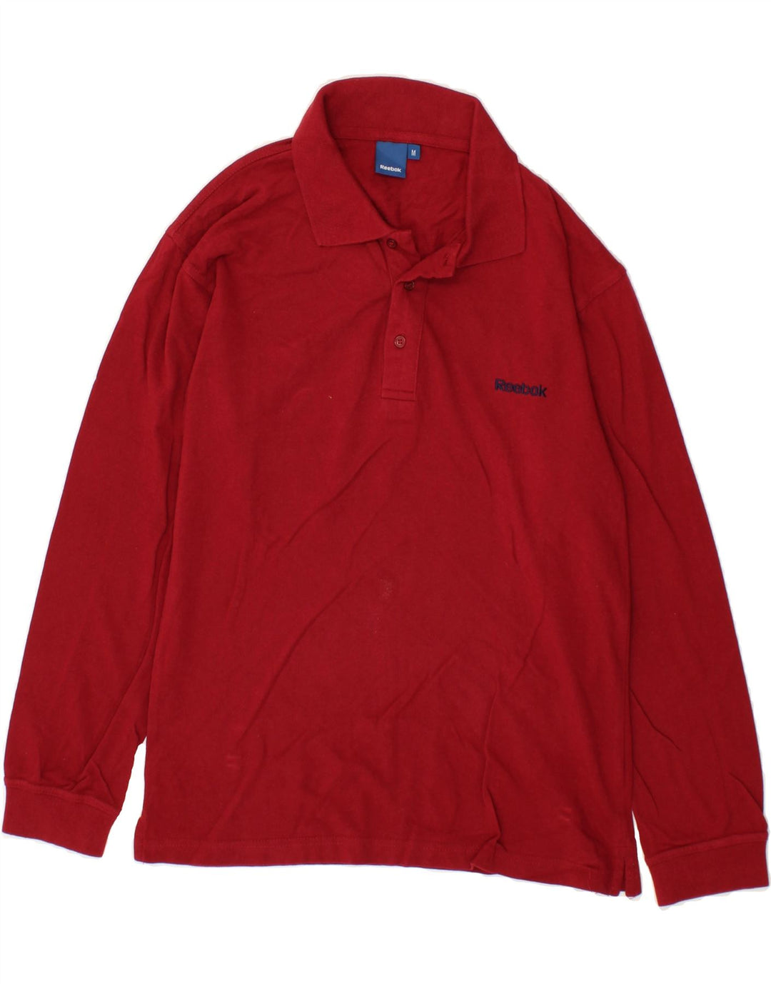 REEBOK Mens Long Sleeve Polo Shirt Medium Red Cotton Vintage Reebok and Second-Hand Reebok from Messina Hembry 