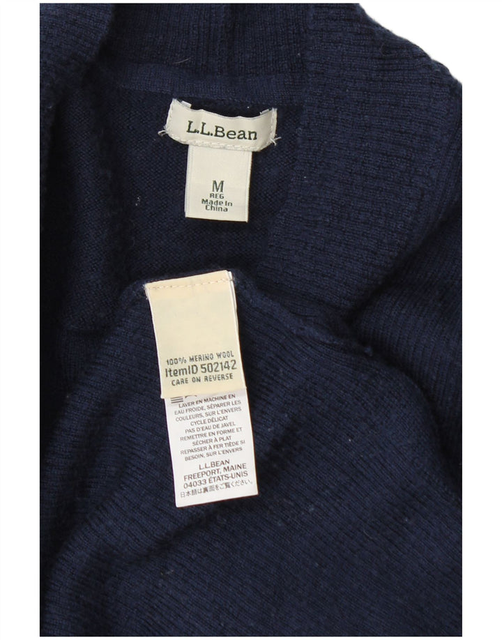 L.L.Bean Womens Open Cardigan Sweater UK 14 Medium Navy Blue Uld
