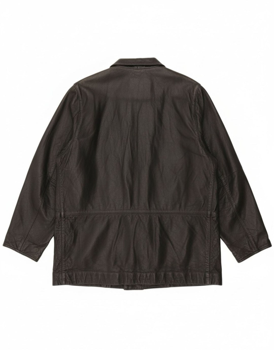 Vintage Dame Loose Fit Læderjakke EU 46 XL Sort Læder