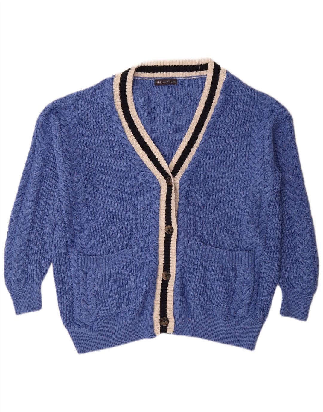 Marks & Spencer Dame Oversized Cardigan Sweater UK 16 Large Blue Cotton
