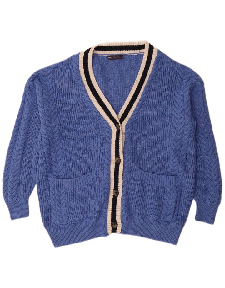 Marks & Spencer Dame Oversized Cardigan Sweater UK 16 Large Blue Cotton