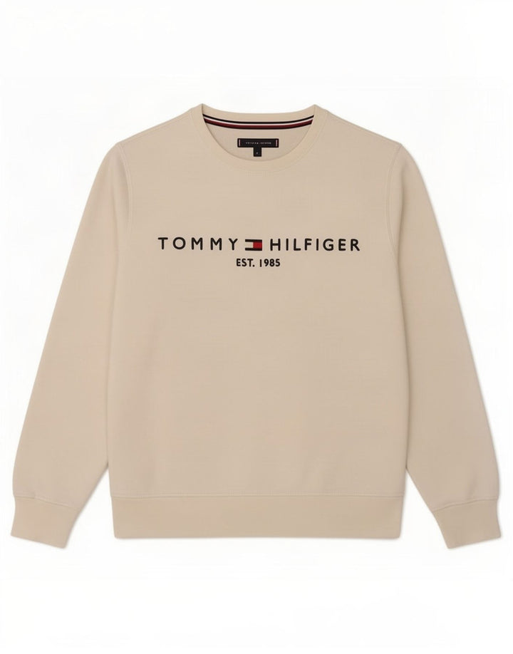 Tommy Hilfiger Herre Grafisk Sweatshirt Jumper Medium Hvid Bomuld