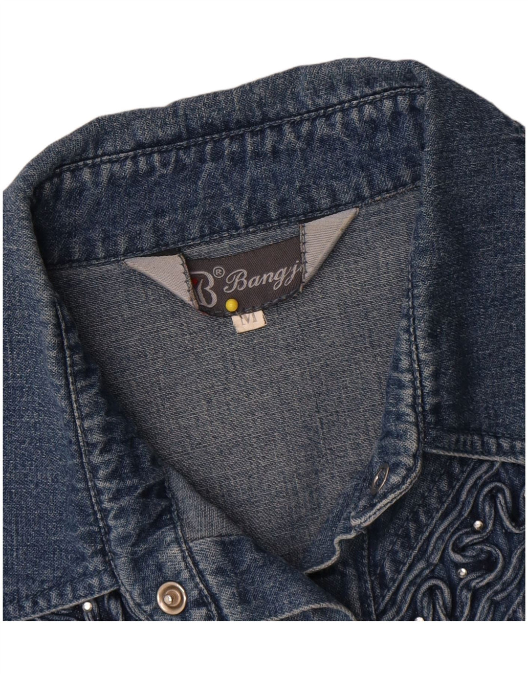 Vintage Dame Denim Shirt UK 14 Medium Blue Cotton