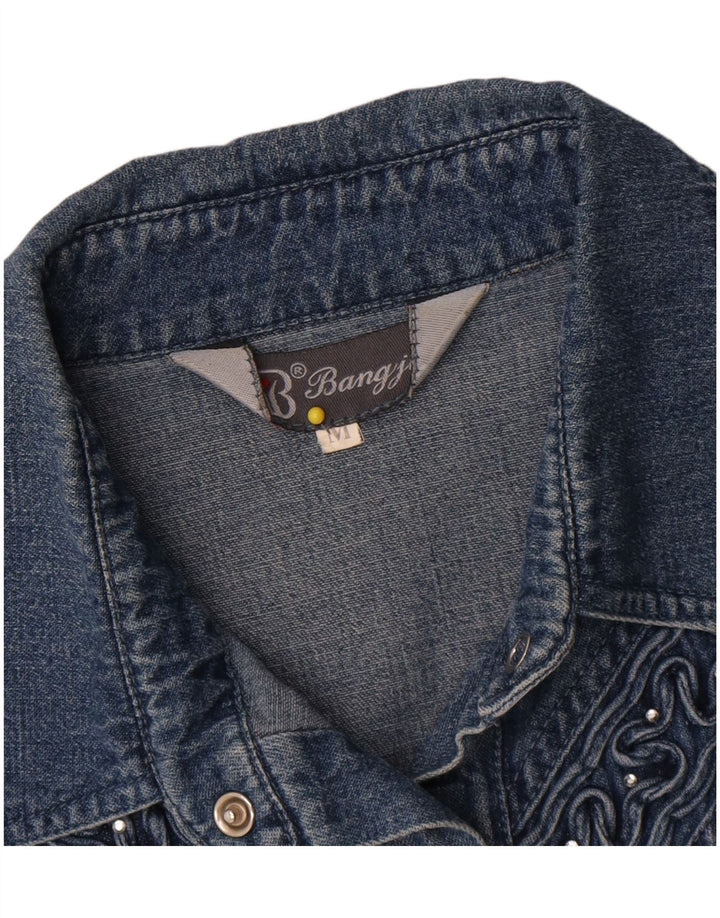Vintage Dame Denim Shirt UK 14 Medium Blue Cotton