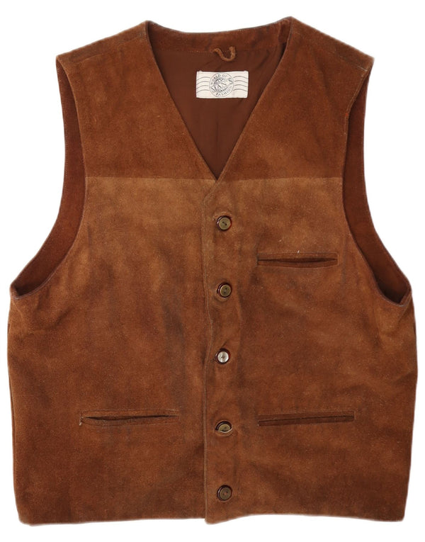 Vintage herre ruskindsvest UK 40 medium brunt læder