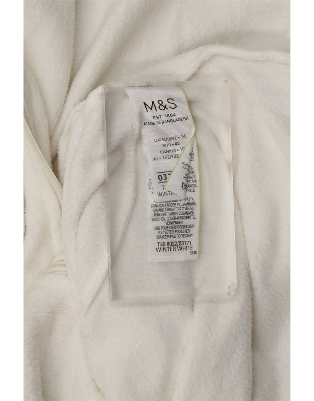 Marks & Spencer Fleecejakke til kvinder UK 14 Stor hvid polyester