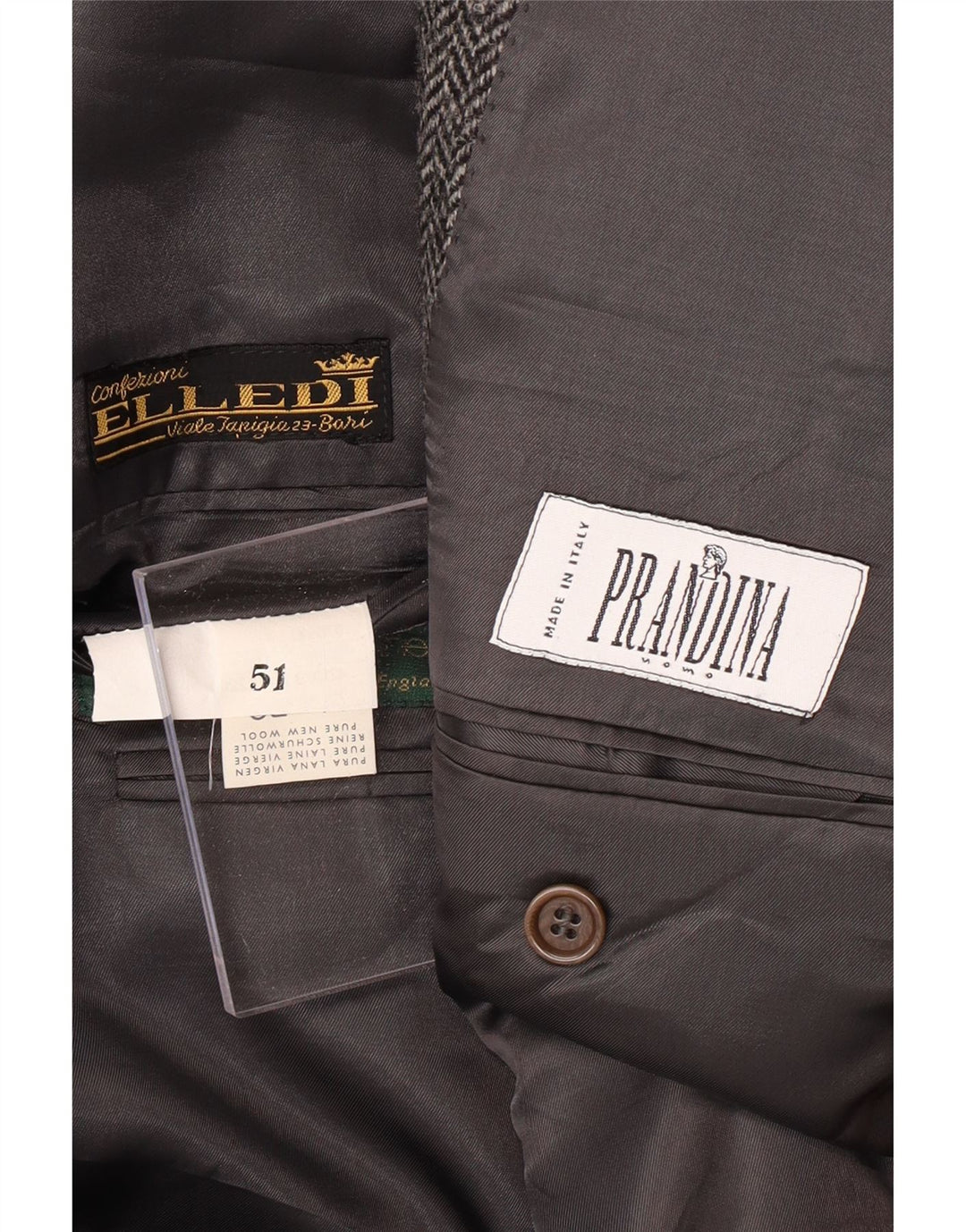 PRANDINA Herre 3-knaps blazerjakke IT 51 Stor grå sildeben