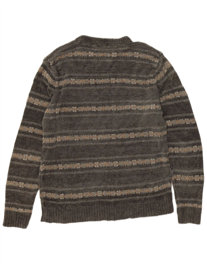 Dockers Herre Crew Neck Jumper Sweater Medium Grey Fair Isle Akryl