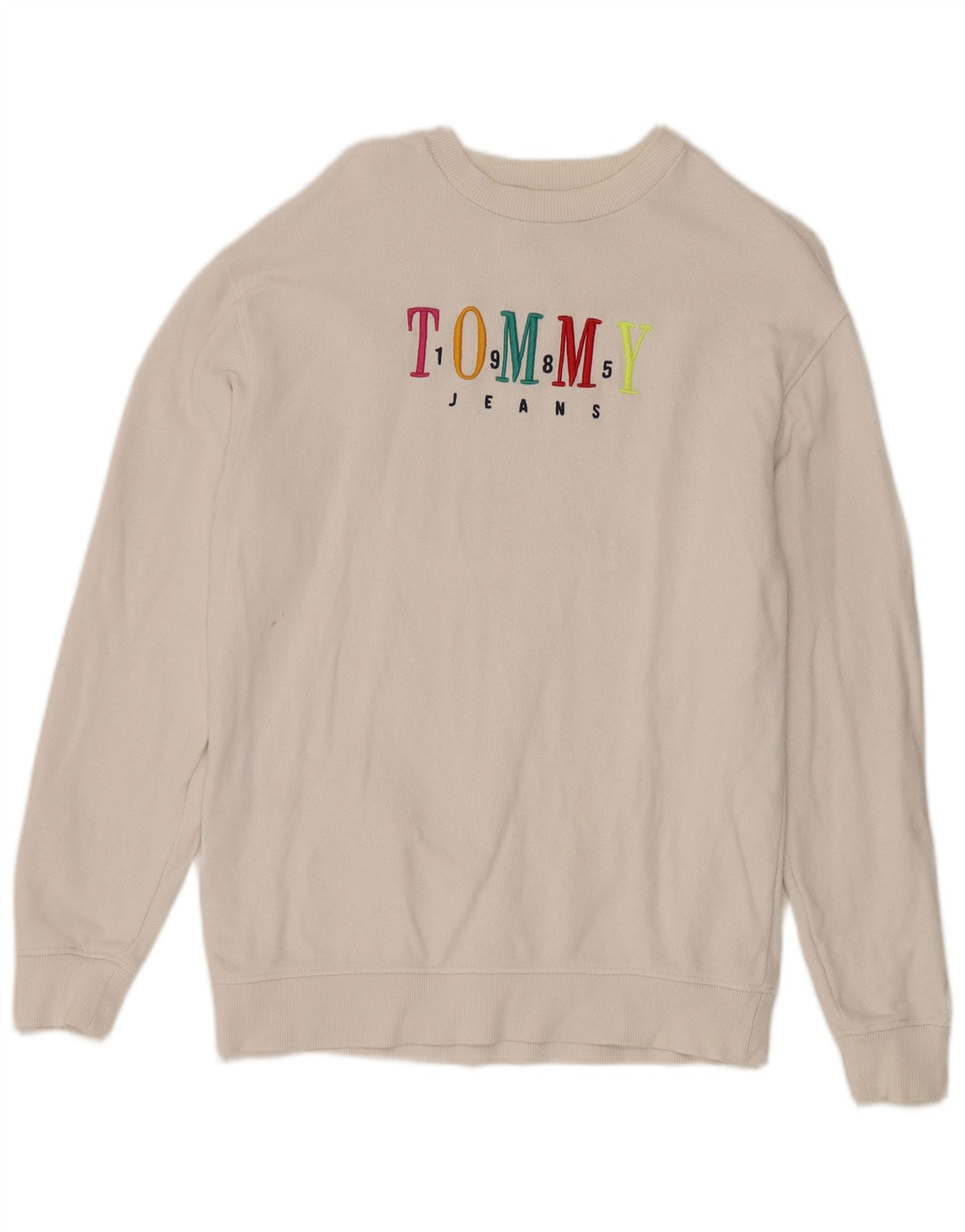 TOMMY HILFIGER Mens Graphic Sweatshirt Jumper XS White Cotton